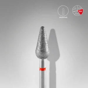 STALEKS EXPERT Fresa de diamante «Pera redondeada» roja, diámetro 5 mm, parte de trabajo 12 mm